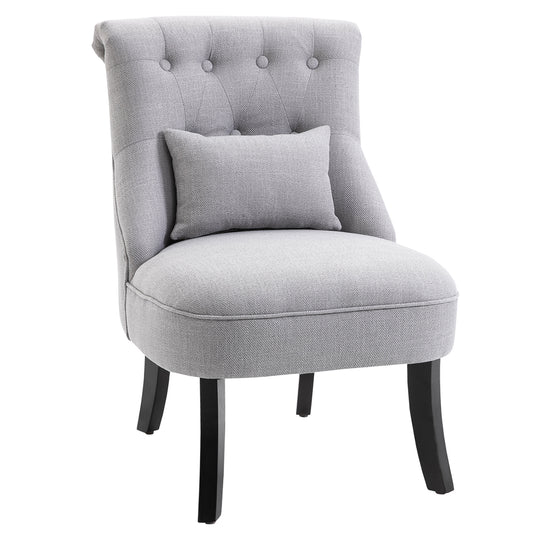 HOMCOM Sessel Wohnzimmer Relaxsessel Loungesessel Ruhesessel mit Rückenkissen, Holzbeine, Lesesessel mit Leinenoptik, Polstersessel für Schlafzimmer, Grau