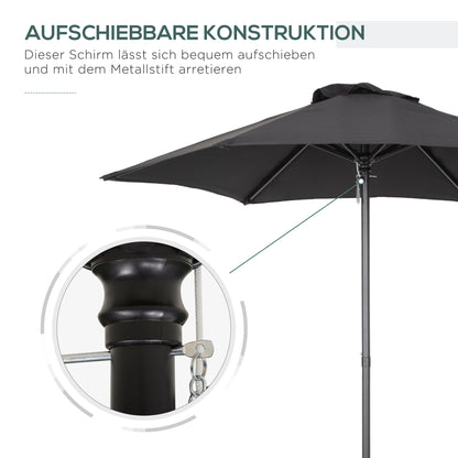 Outsunny Sonnenschirm Ø196 cm, sechseckig Balkonschirm für Strand Balkon Garten, Schwarz