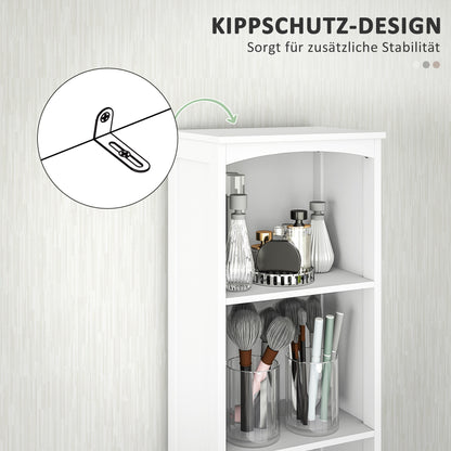 HOMCOM Badezimmerschrank mit 3 Regalen, 1 Schublade, robust, MDF, Weiß