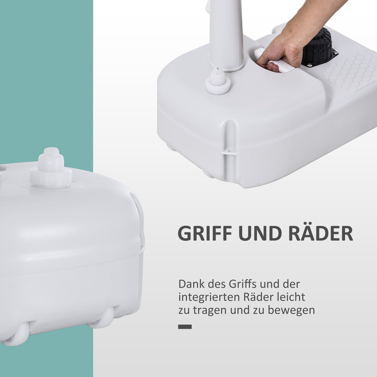 Outsunny Waschbecken Handwashbecken Mobiles Waschbecken، tragbar،inkl. راديرن، 51 سم × 33.5 سم × 103 سم، فايس
