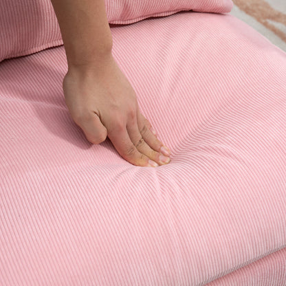 HOMCOM Sessel mit Ottomane, inkl. Kissen, 68 cm x 91,5 cm x 88 cm, Rosa