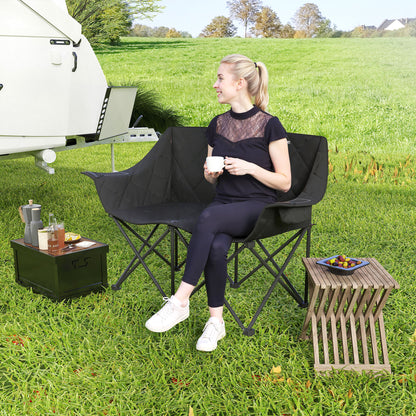 Outsunny Faltstuhl faltbar 2 Sitzer Campingstuhl mit Tragetasche Outdoor bis 250kg belastbar 145 x 60 x 92 cm Schwarz