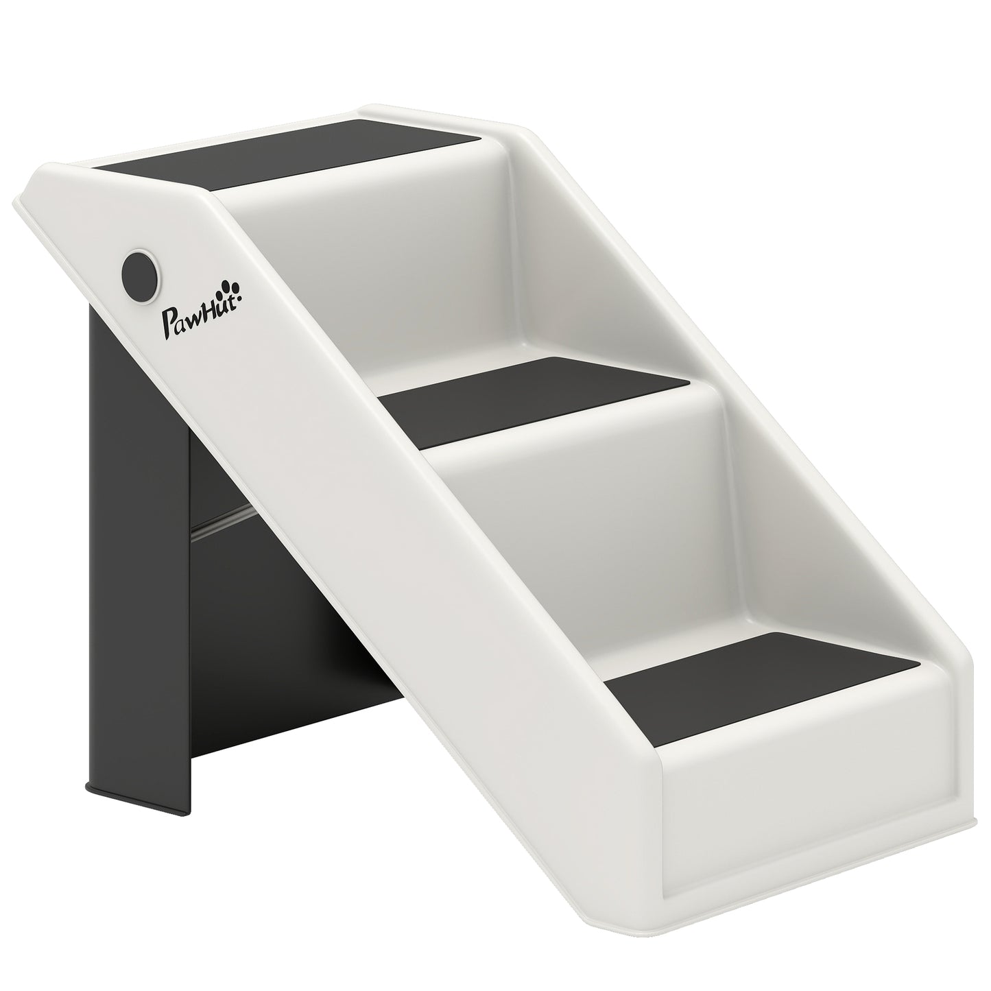PawHut Hundetreppe 3 Stufen 36,5 cm Hoch Haustiertreppe für Kleine Hunde klappbar für Bett, Sofa, Couch Auto Cremeweiß