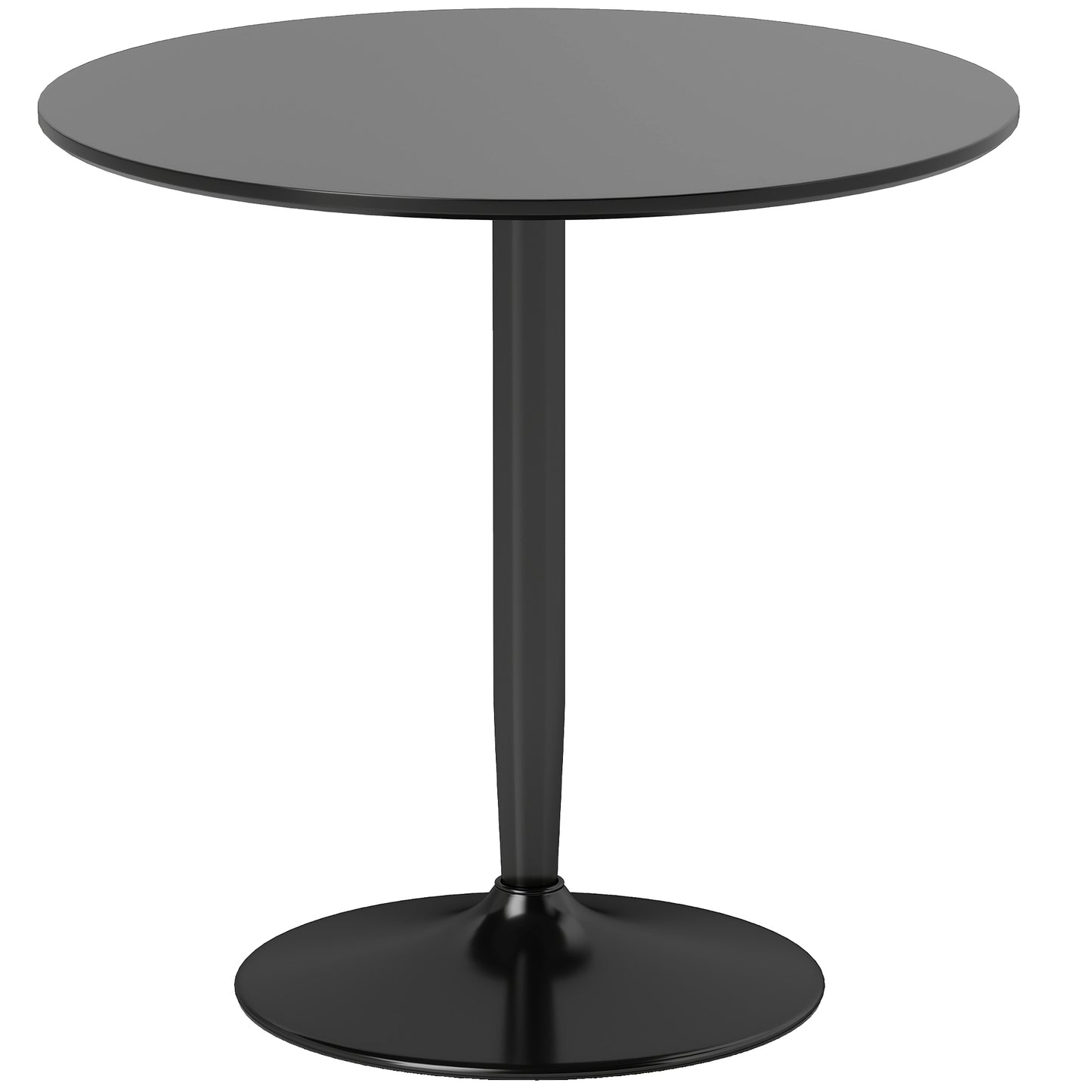 HOMCOM Esstisch für 2 Personen, runde Tischplatte Ø80 cm, MDF und Stahl, rutschfest, Schwarz, 75H cm