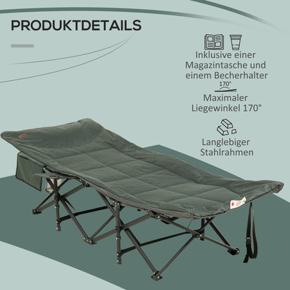 Outsunny Sonnenliege, klappbar, neigbare Rückenlehne, mit Becherhalter, bis 120 kg, 68 x 186 x 48 cm, Grau