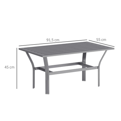 Outsunny Beistelltisch Metall Balkontisch mit Lamellendesign wetterfest Kaffeetisch Gartentisch 91,5 x 55 x 45 cm Dunkelgrau