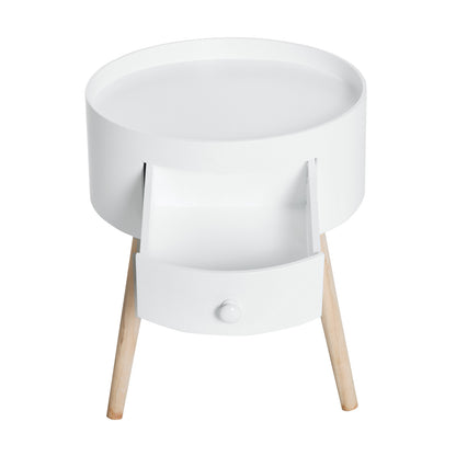 HOMCOM Couchtisch mit Schublade, rund, Skandi-Design, Schutzrand, Holz, Ø38 x H45 cm, Weiß