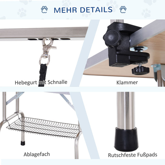 PawHut Hundepflegetisch Höhenverstellbar Tierpflegetisch Klappbar Hunde Pflegetisch Hundefriseur Tisch Schertisch Trimmtisch mit Unterkorb für Hunde Katzen bis zu 100 kg Schwarz