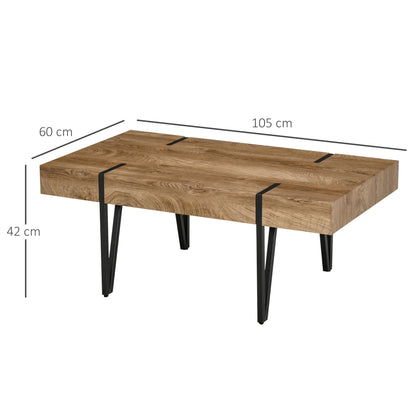 HOMCOM Couchtisch im Industriedesign 105 cm x 60 cm x 42 cm Schwarz + Braun