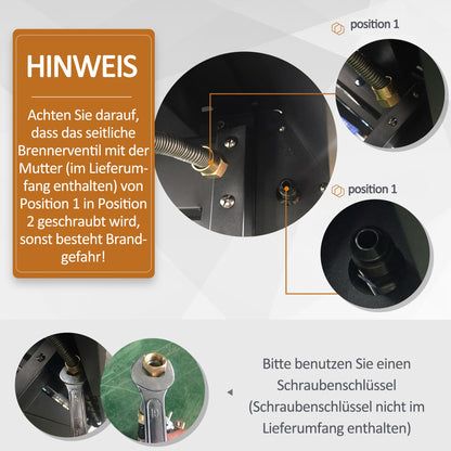 Outsunny Gasgrill mit 7 Brennern, inkl. Thermometer, BBQ -Grill, mobiler Grill, Schwarz