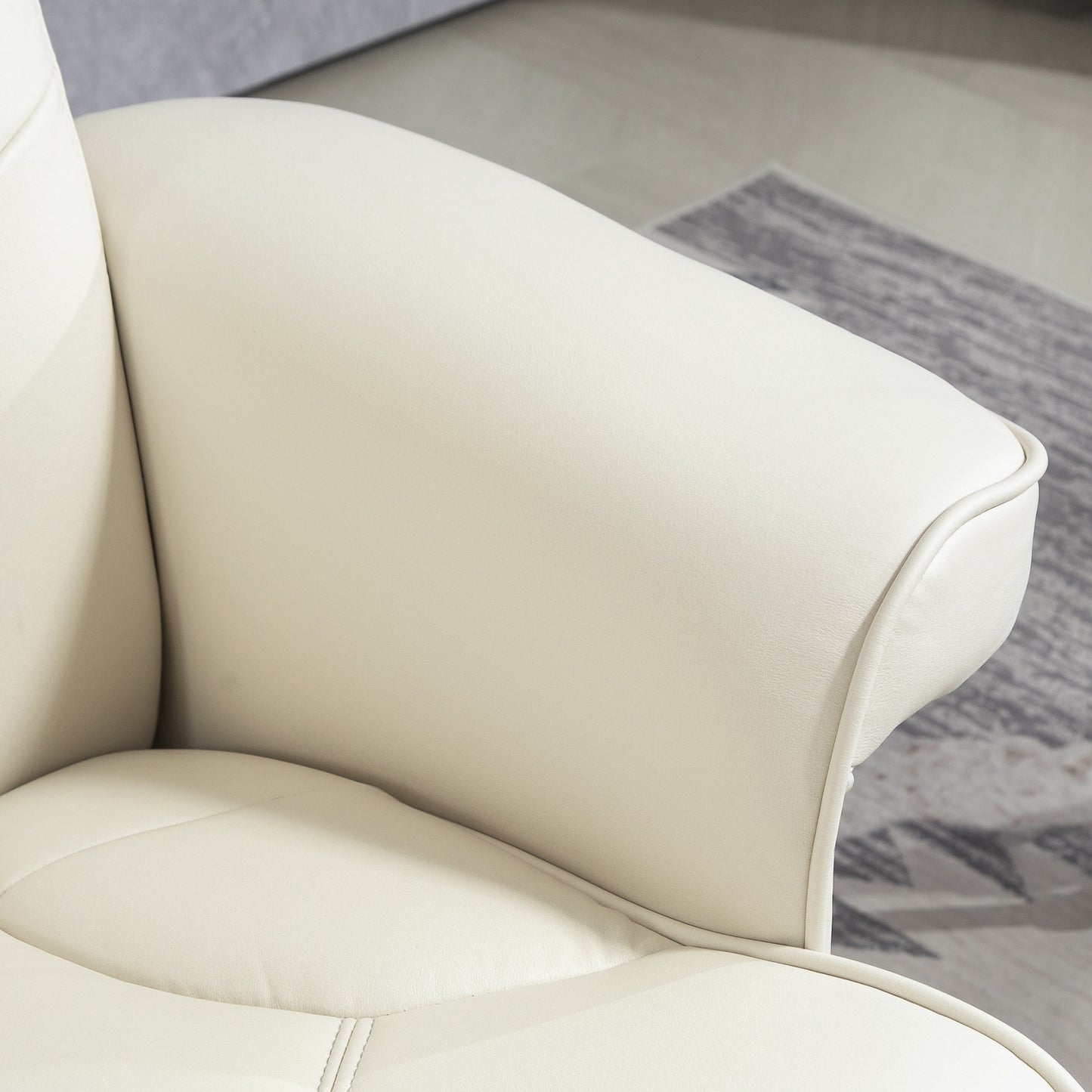 HOMCOM Relaxsessel mit Hocker, Lederoptik, neigbare Lehne, bis 150 kg, Cremeweiß