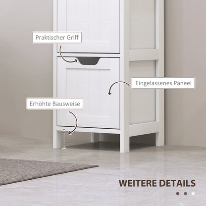 HOMCOM Badezimmerschrank, 2 Regale, 3 Schubladen, wasserabweisendes Material, Weiß
