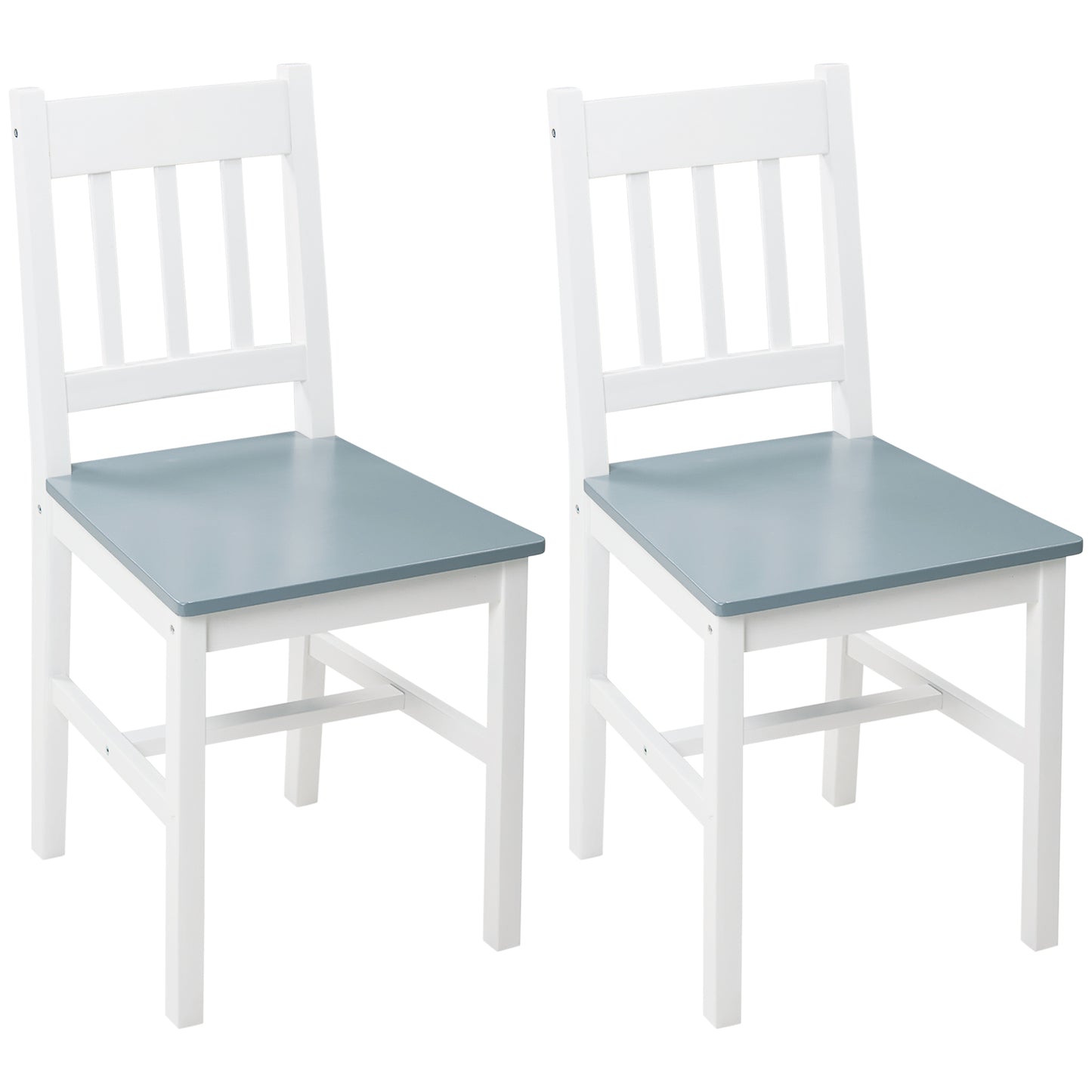 HOMCOM 2er-Set Esszimmerstühle Küchenstühle Stühle, Massivholz, 41 cm x 46,5 cm x 85,5 cm, Weiß