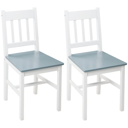 HOMCOM 2er-Set Esszimmerstühle Küchenstühle Stühle, Massivholz, 41 cm x 46,5 cm x 85,5 cm, Weiß
