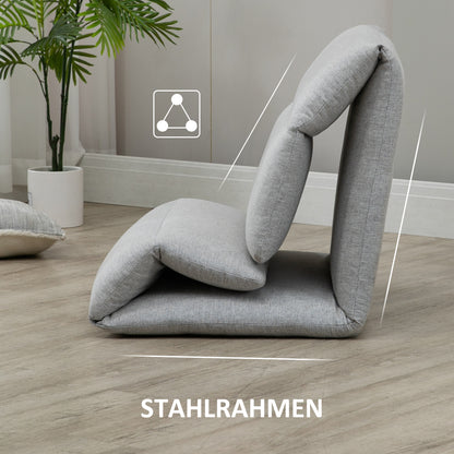 HOMCOM Bodensessel, Gästematratze, Leinenoptik, atmungsaktive Obermaterial, Hellgrau