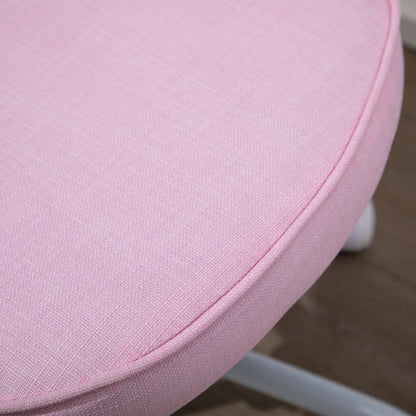 HOMCOM Drehstuhl, niedliches Herz-Design, höhenverstellbar, Stoffbezug in Leinenoptik, rosa, 42 x 50 x 79-89 cm