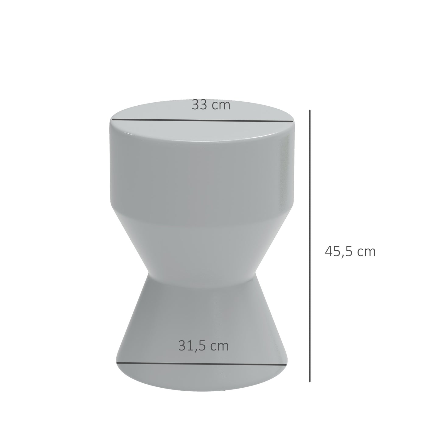 Outsunny Sitzhocker aus Keramik 120kg belastbar Ø33 x 45,5 cm Wetterfest Garten Hocker in Sanduhrform Hellgrau