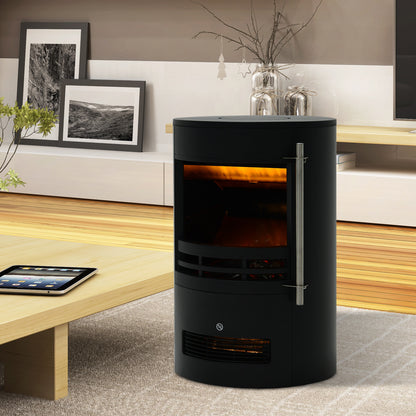 HOMCOM Elektrokamin mit Heizung، كهربائي Kamin مع تأثير اللهب LED، 900/2000W Dekokamin، كهربائي Kaminfeuer Kaminofen، أسود