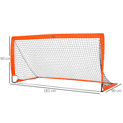 HOMCOM Fußballtor Set, leicht, einfache Montage, Tragetasche, Stahlrohre, 183x90x90 cm, Orange