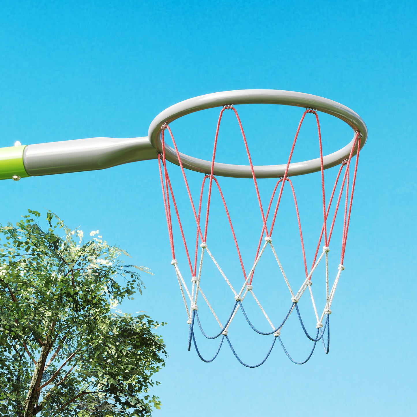 AIYAPLAY Schaukelset für Kinder, 2 Schaukelsitze, 1 Basketballkorb, 1 Fußballtor, Metallrahmen, Grün