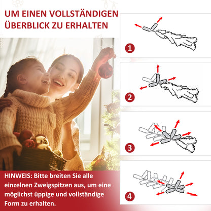 HOMCOM Weihnachtsbaum، 700 مصباح LED دافئ، 2154 Zweige، flammhemmend، Kunststoff/Metall، 210 x 142 سم، Grün