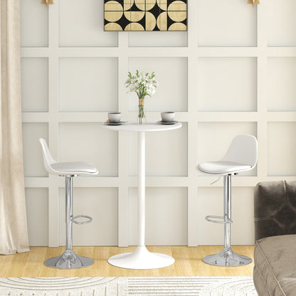 HOMCOM 2er-Set Barhocker, Barstühle, Drehstühle mit Lehne, höhenverstellbar, bis 120 kg belastbar, 38 x 42 x 82-104 cm, Weiß