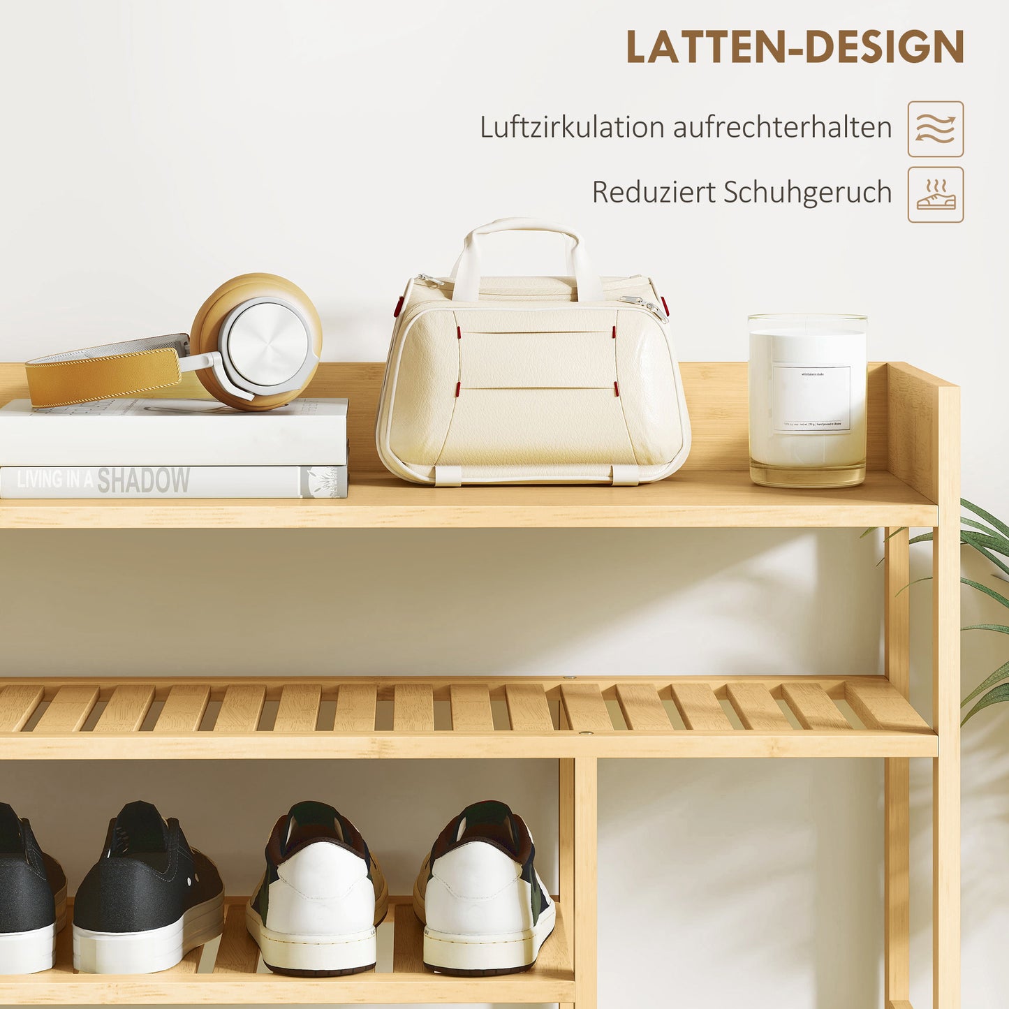 HOMCOM Schuhregal, Schuhständer mit 6 Ebenen, Schublade aus Bambus, für max. 18 بار شوهي، شوهابلاج فور إينغانغ، شلافزيمر، 101 × 30 × 100 سم، طبيعي