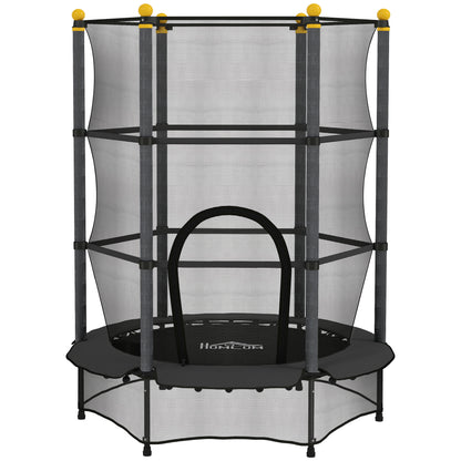 HOMCOM Trampolin für Kinder, Ø140 cm, mit Sicherheitsnetz, für innen und außen, Stahl, Kunststoff, belastbar bis 50 kg, Schwarz