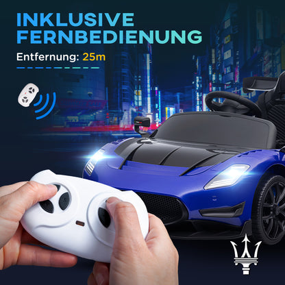 AIYAPLAY Elektro-Kinderauto 12V, lizenziert, Fernbedienung, stoßdämpfende Räder, Blau, 115x60x45 cm
