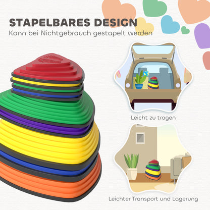AIYAPLAY 9er-Set Trittsteine, rutschfestes Design, für drinnen & draußen, stapelbar, Bunt