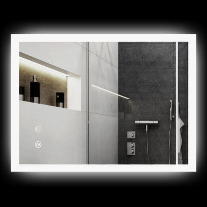 kleankin LED Badezimmerspiegel, Hintergrundbeleuchtung, Touch-Funktion, Memory-Funktion, kein Beschlagen, 80 x 60 cm