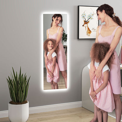 HOMCOM LED Ganzkörperspiegel, dimmbar, rahmenlos, Touch-Steuerung, 40 x 120 cm