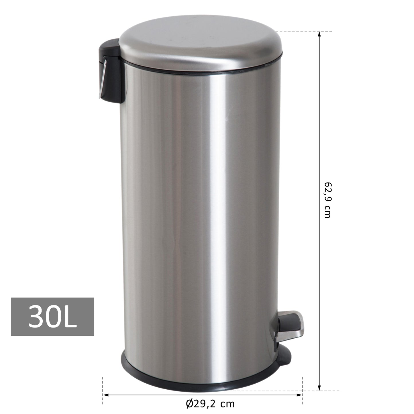 HOMCOM 30L Mülleimer Abfalleimer, Papierkorb, Treteimer mit Deckel, Fußpedal, Müllbehälter mit Inneneimer, Mülltrennung für Wohnzimmer, Büro, Rund