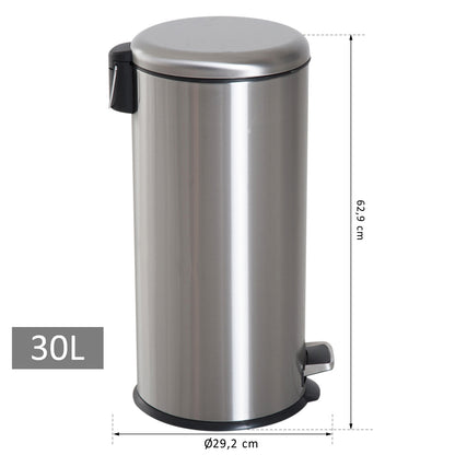 HOMCOM 30L Mülleimer Abfalleimer, Papierkorb, Treteimer mit Deckel, Fußpedal, Müllbehälter mit Inneneimer, Mülltrennung für Wohnzimmer, Büro, Rund