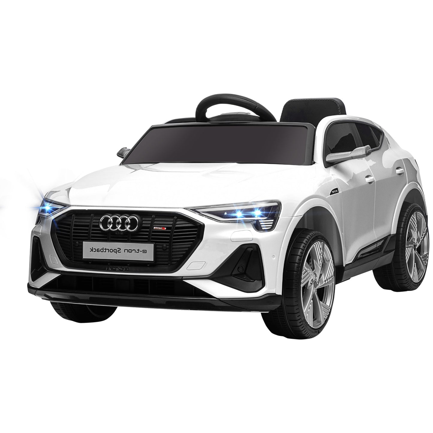HOMCOM Elektro Kinderauto 12V Elektrofahrzeug Audi E-tron Elektroauto mit Fernbedienung, Sicherheitsgurt, Musik (MP3/USB/TF), Kinderfahrzeug für Kinder 3-5 Jahre, 3-5 km/h, Weiß