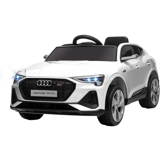 HOMCOM Elektro Kinderauto 12V Elektrofahrzeug Audi E-tron Elektroauto mit Fernbedienung, Sicherheitsgurt, Musik (MP3/USB/TF), Kinderfahrzeug für Kinder 3-5 Jahre, 3-5 km/h, Weiß