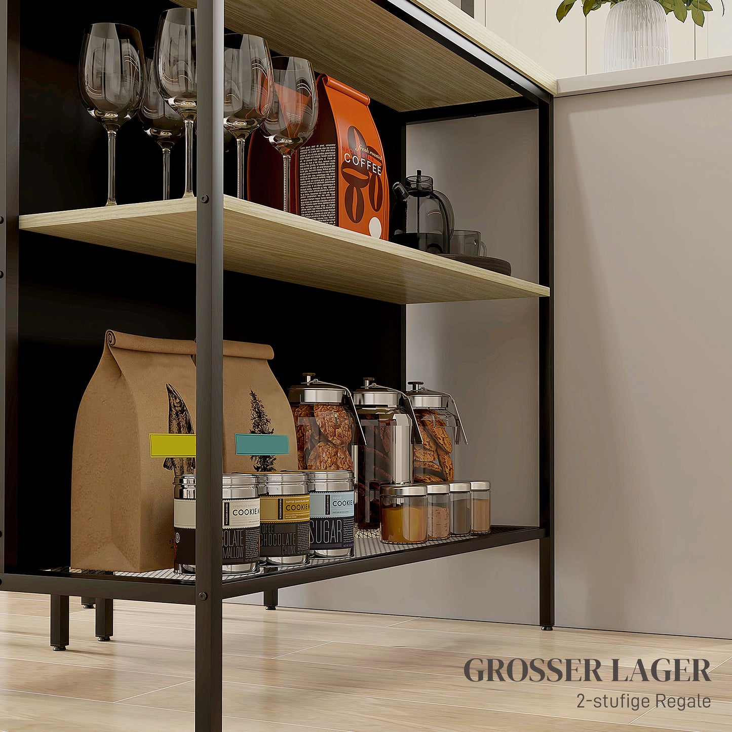 HOMCOM Bar-Set, 2 Barstühle & 1 Bartisch, fleckenresistent, stabil, Stahlrahmen, Schwarz/Eiche