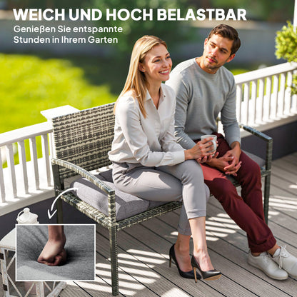 Outsunny Bankauflage 105 x 46 x 12,5 cm Bankkissen mit Bändern, Outdoor Sitzkissen für Gartenmöbel, Sitzbank, Grau