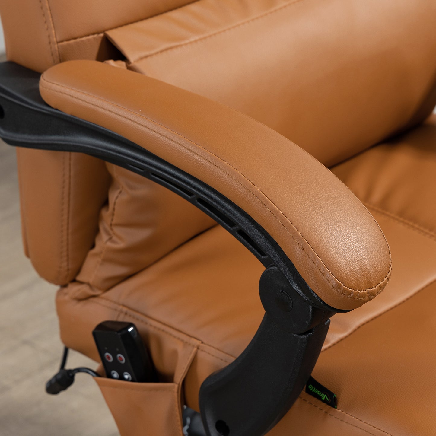 Vinsetto Bürostuhl mit Massagefunktion, ergonomisch, 66x67x115-123cm, Hellbraun