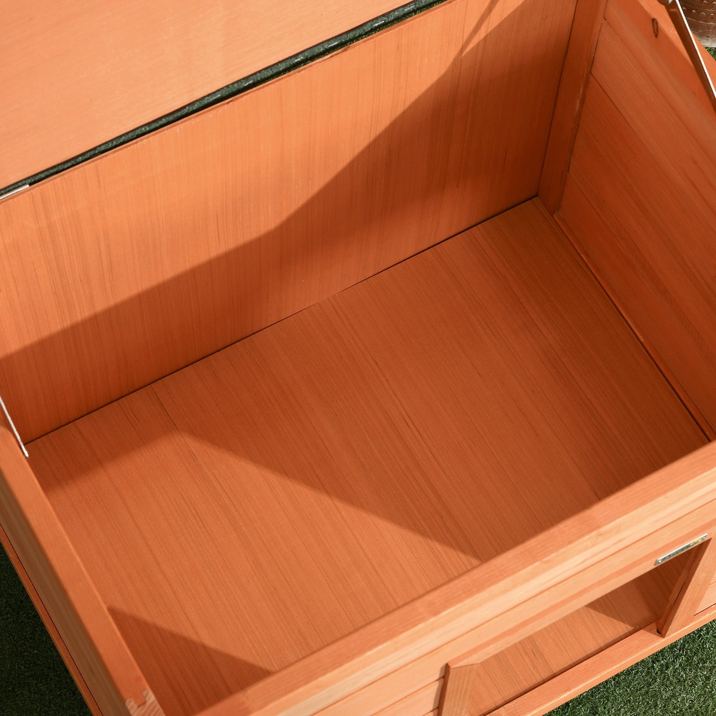 PawHut Hundehütte Outdoor, Hundehaus aus Holz mit Aufklappbares Asphaltdach, Wasserdichte Hundehöhle mit Erhöhter Boden Hütte für kleine Hunde, Gelb, 82 x 58 x 58 cm