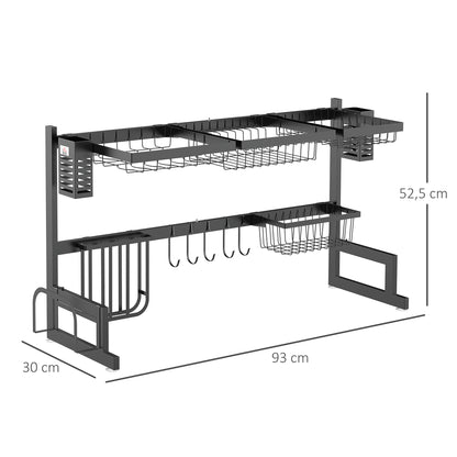 HOMCOM Geschirrkorb, Modularer Geschirrhalter aus Metall, bis zu 23 kg belastbar, Schwarz
