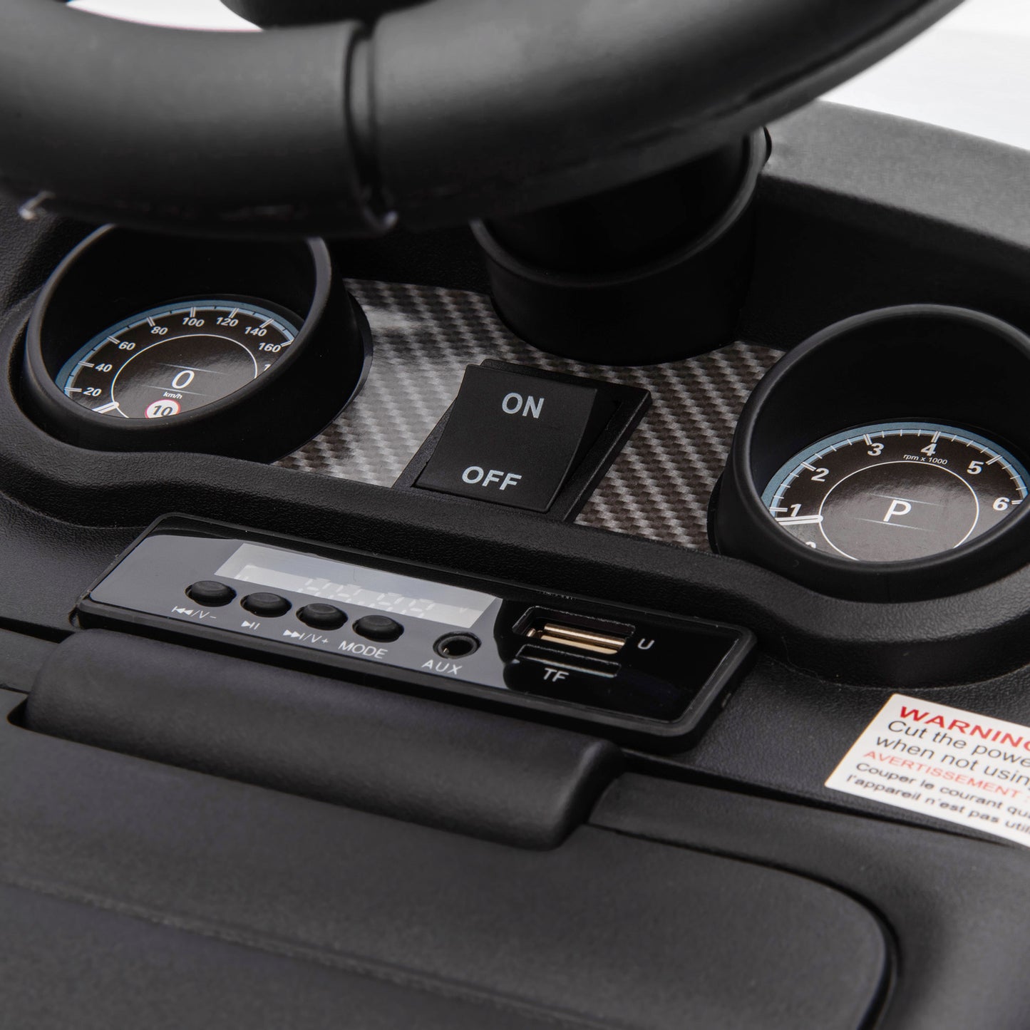 AIYAPLAY Elektro Kinderauto 6V, Land Rover, Fahr-/Schiebemodus, Scheinwerfer, Musik, Weiß