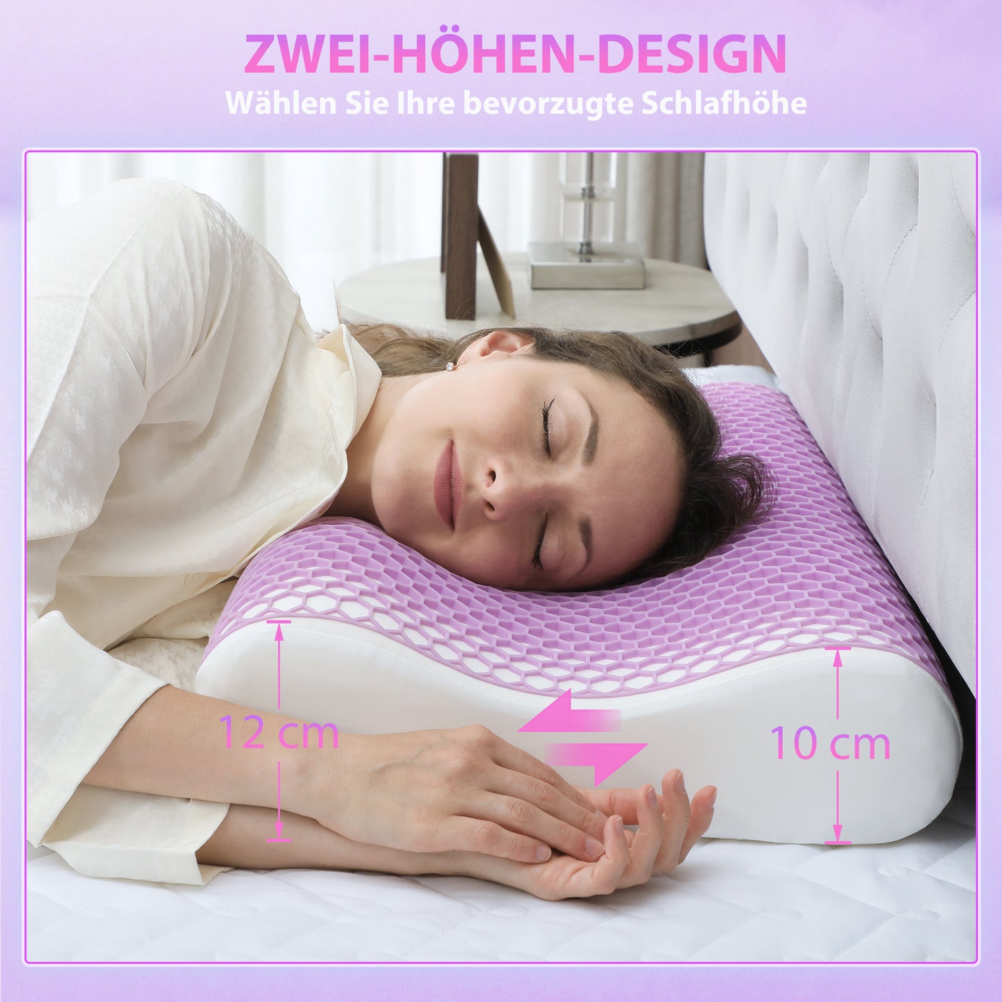 HOMCOM Memory Schaum Kissen Kopfkissen, Nackenstützkissen mit abnehmbarem Bezug, 2 Höhe Ergonomische, 2S schnell reagierend