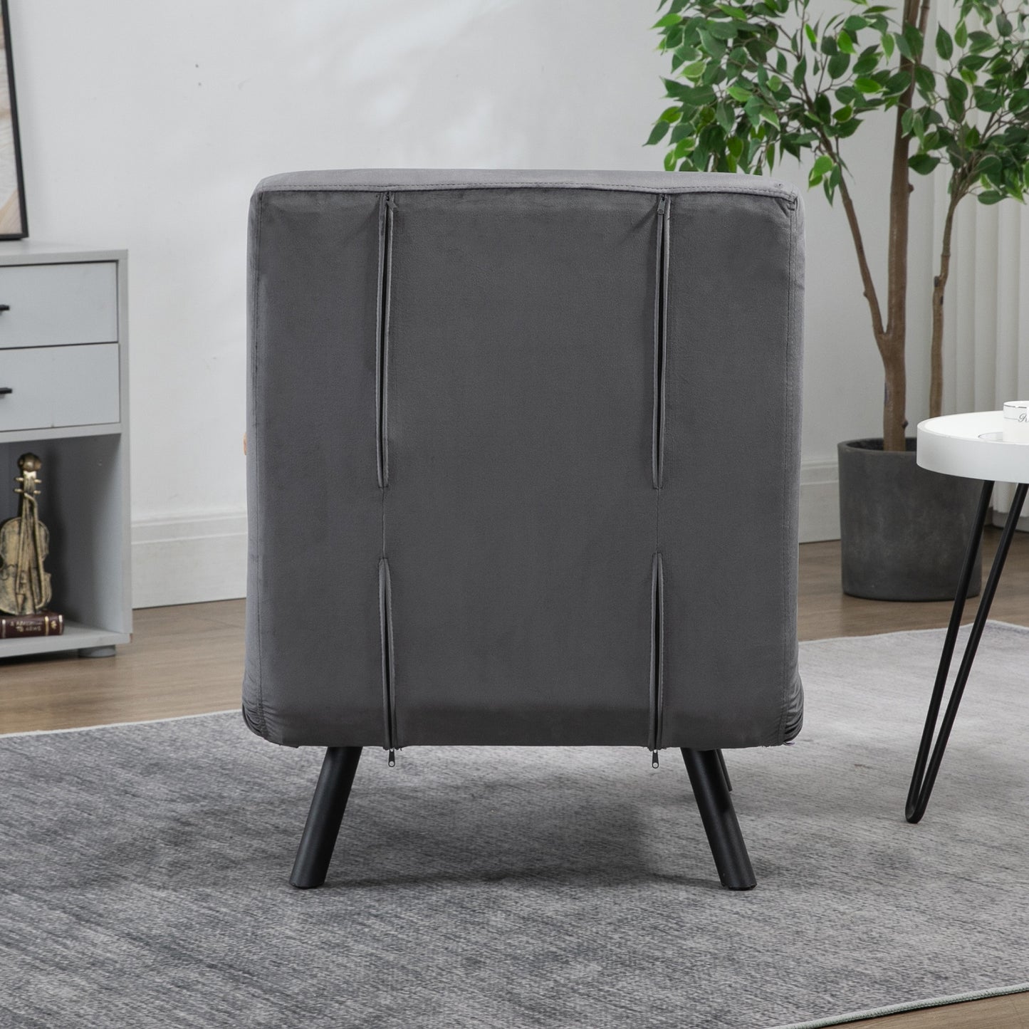 HOMCOM Relaxsessel im Skandidesign, Liegesessel, Lesesessel. ink. Kissen mit Knopfhefung, Schwarz + Natur