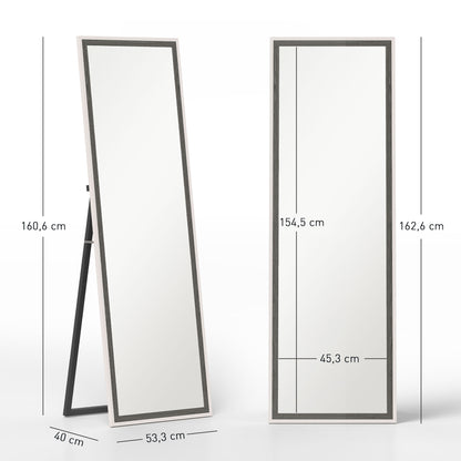 HOMCOM Ganzkörperspiegel, MDF-Rahmen, splitterfreie Folie, 162,6 x 53,3 cm, Grau