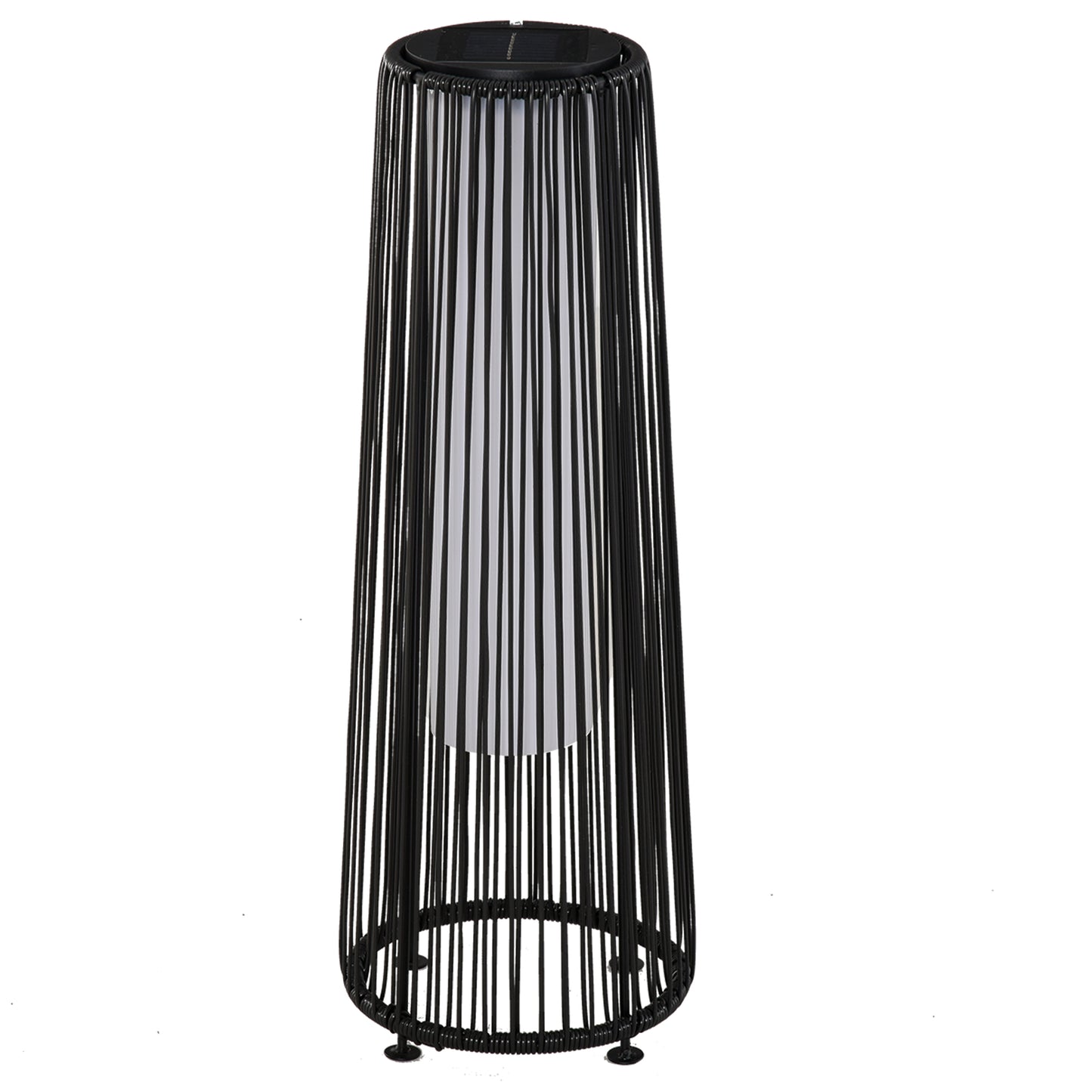 Outsunny Gartenleuchte, Außenlampe, solarbetrieben, 8 Stunden Betrieb, Rattanoptik, schwarz, 21,5 x 21,5 x 61 cm