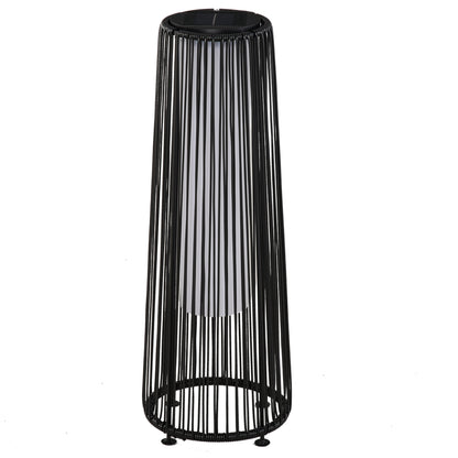 Outsunny Gartenleuchte, Außenlampe, solarbetrieben, 8 Stunden Betrieb, Rattanoptik, schwarz, 21,5 x 21,5 x 61 cm