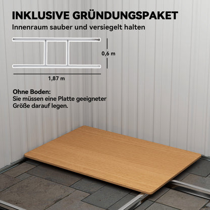 Outsunny Gerätehaus Metall 2,3 m² 207 x 130 x 182 cm Geräteschuppen mit Pultdach Fenster Bodenrahmen Grün