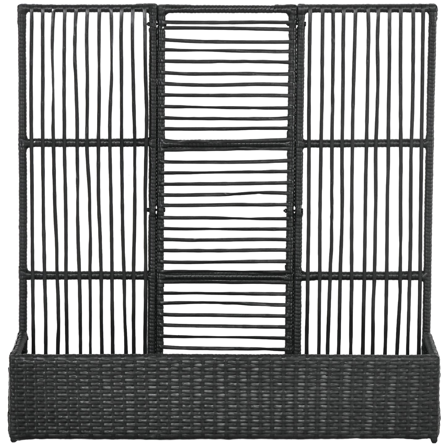 Outsunny Blumenkasten mit Spalier, wetterfest, Polyrattan, 103 x 103 x 29 cm, Schwarz