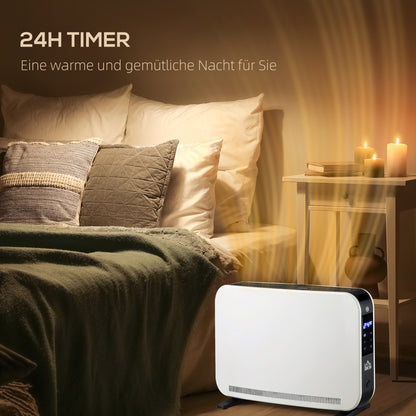 HOMCOM Elektroheizung 2000W Heizlüfter mit 3 Heizstufen Heizkörper mit LED-Anzeige, 24-Stunden-Timer Verstellbar Temperatur für 18 m²